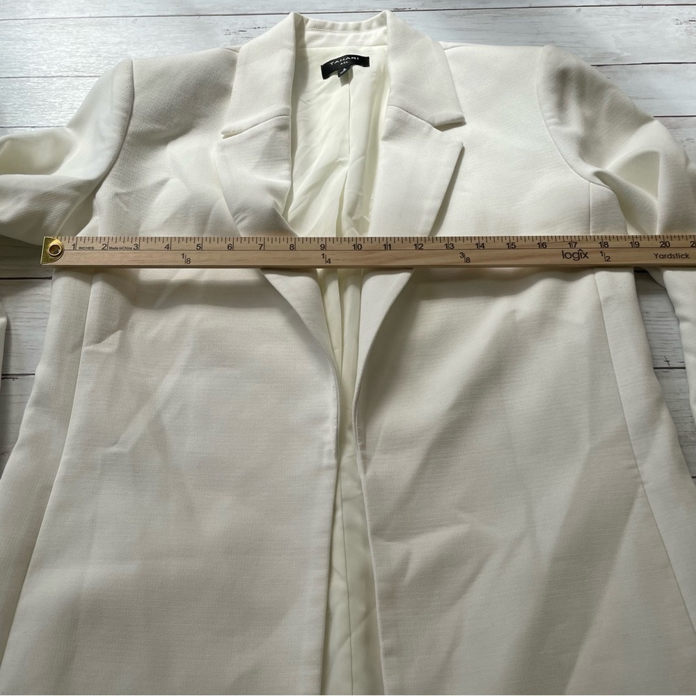 Tahari Asl Ruched Sleeve White Women Blazer Size 2 - Picture 3 of 11